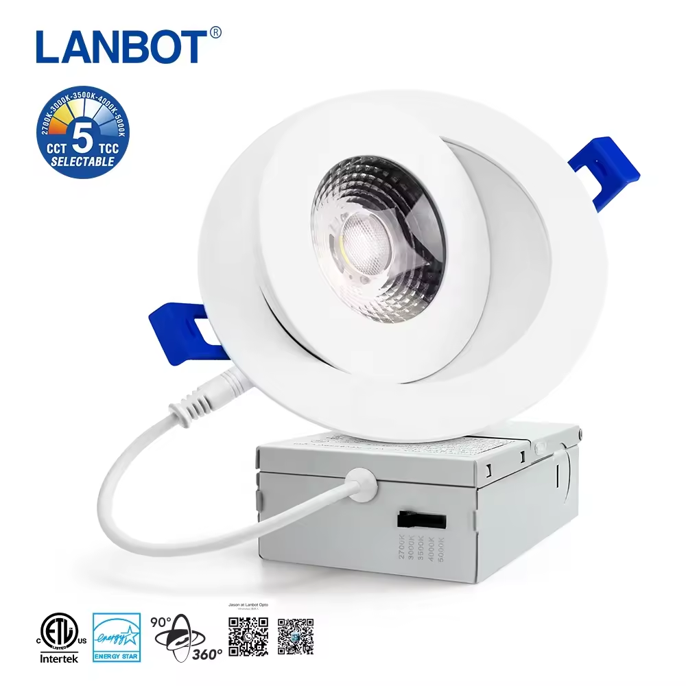 Lanbot ETL 3/4/6 inch Recessed Light Dimmable Downlight 2700K/3000K/3500K/4000K/5000K Adjustable Focus LED Can Light