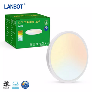 Lanbot Surface Mounted Small Flush Mount Ceiling Light Slim ETL 5CCT Round Ultra-Thin Wall Panels Led Light For Living Room