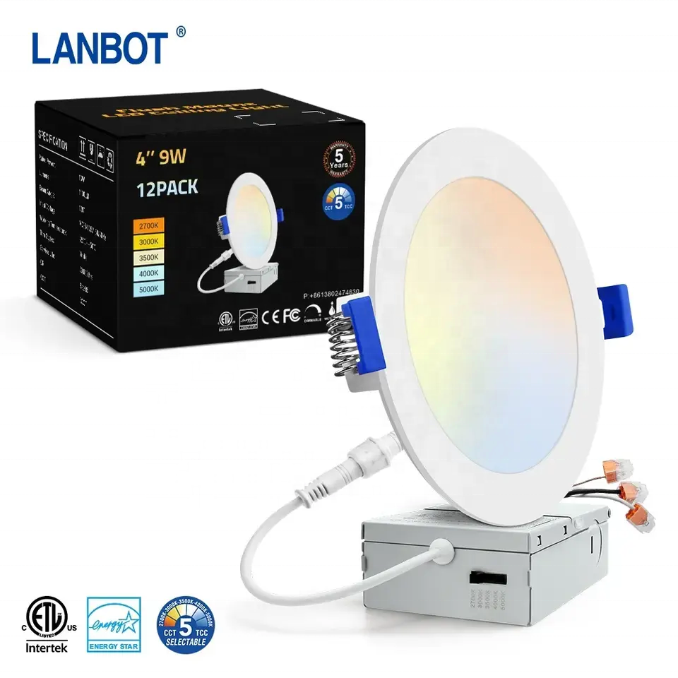 LANBOT LED Pot Light 4 Inch 6 Inch Super Slim Dimmable LED Recessed Down Lamp LED Panel Light with Junction Box