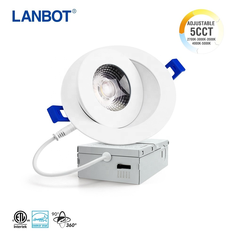 Lanbot Jason Etl 4 Inch Adjustable Deep Anti-Glare Led Down Light Smart Dimmable Ceiling Recessed Led Downlight