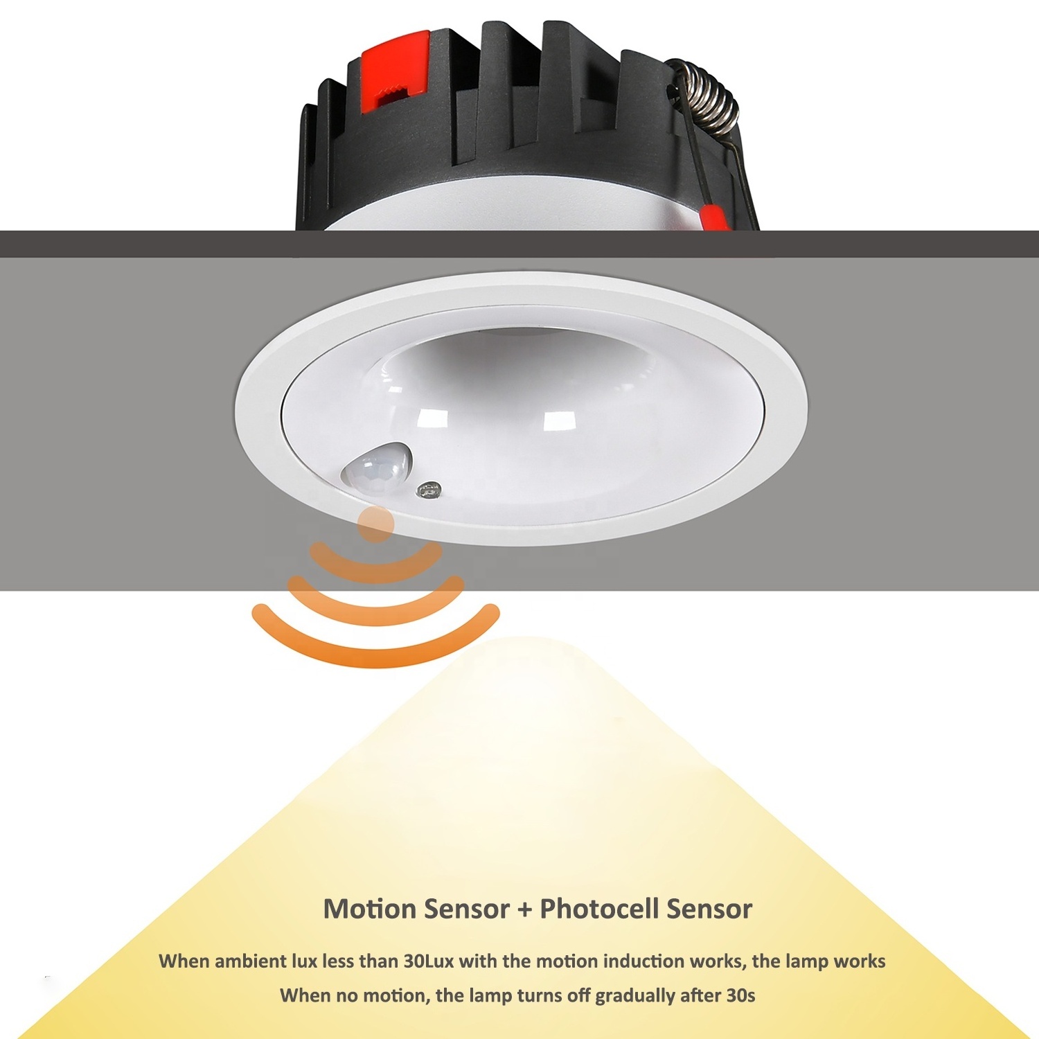 Warm white color temperature(CCT) battery operated led sensor downlight