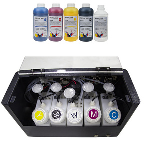 A3 DTF printer ink box cmykw circulation and stirring and alarm function ink cartridge for tshirt printing