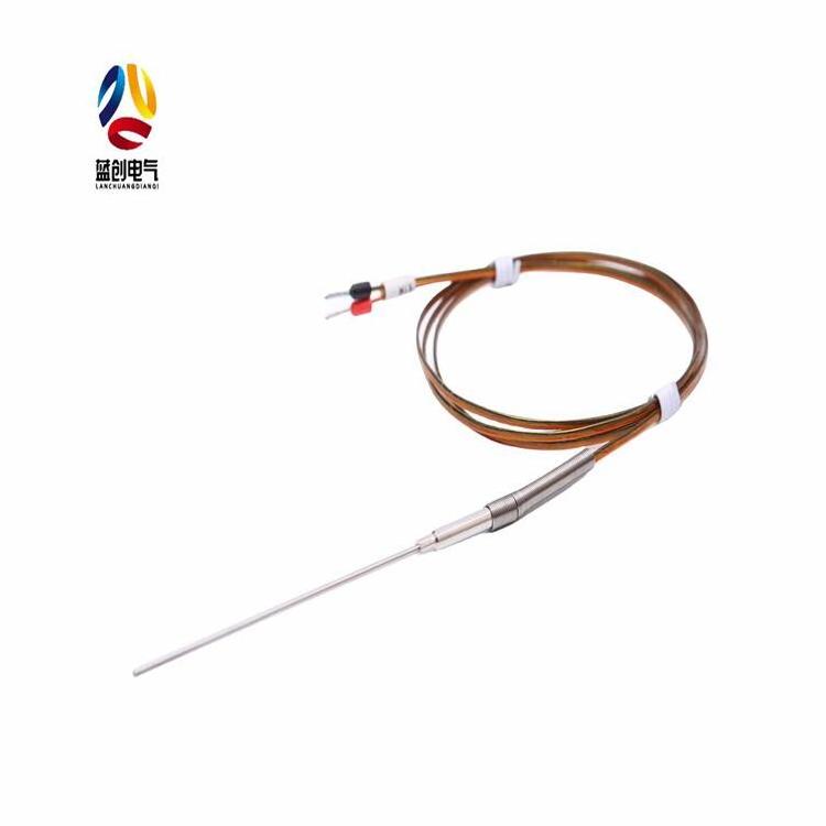 K J PT100 type Flexible Thermocouple Probe with insulated high temperature lead wire