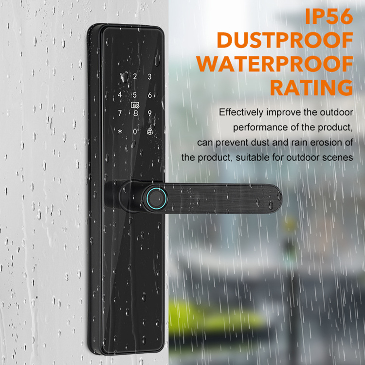 Bluetooth Tuya App Waterproof IP65 Stainless Steel Fingerprint Password Keyless Entry Smart Aluminum Door Lock