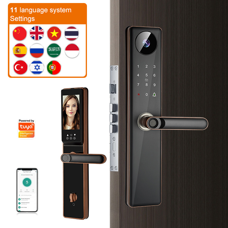 China Smart Lock Manufacturers Wifi Tuya Smart Life App Video Door Bell Password Mortise Lock Smart Door Lock with Camera