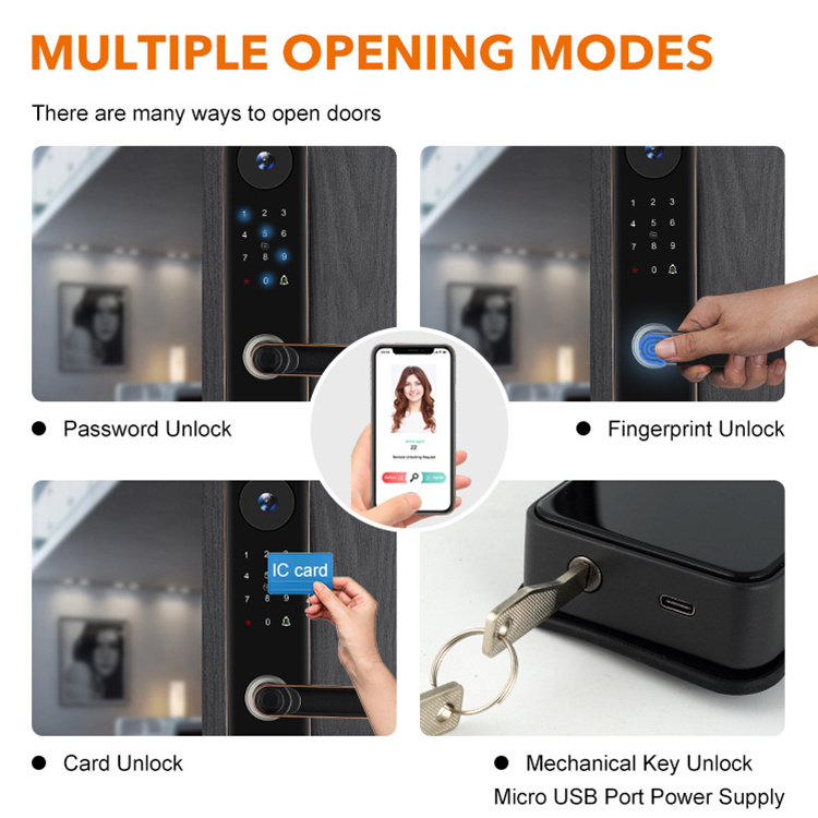 China Smart Lock Manufacturers Wifi Tuya Smart Life App Video Door Bell Password Mortise Lock Smart Door Lock with Camera