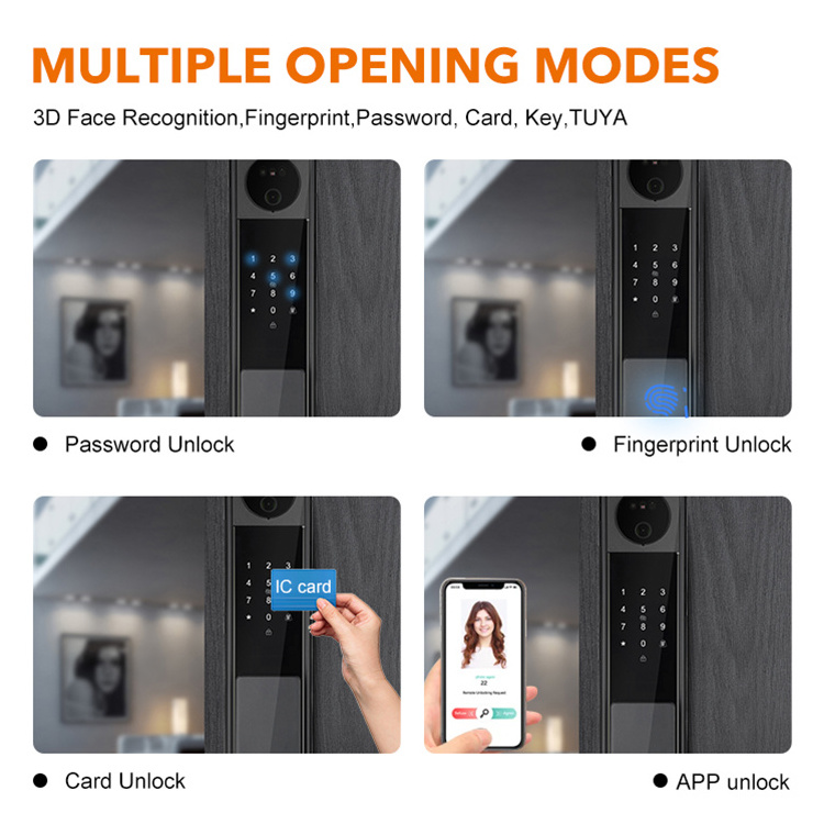 New Arrival Smart Door Lock Fingerprint Digital Wifi Tuya View Function Lock Smart Lock With Camera 4.5 Inch Electronic Screen