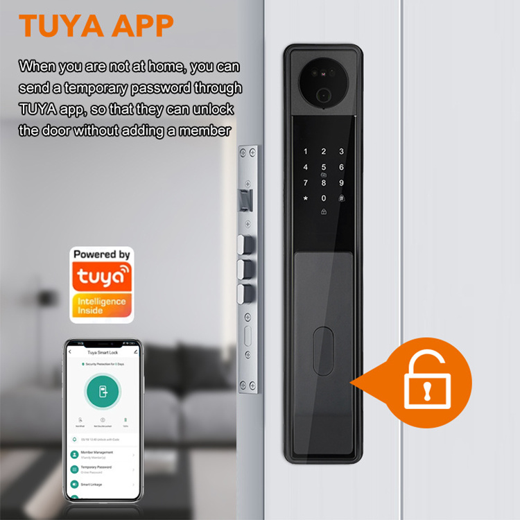 New Arrival Smart Door Lock Fingerprint Digital Wifi Tuya View Function Lock Smart Lock With Camera 4.5 Inch Electronic Screen