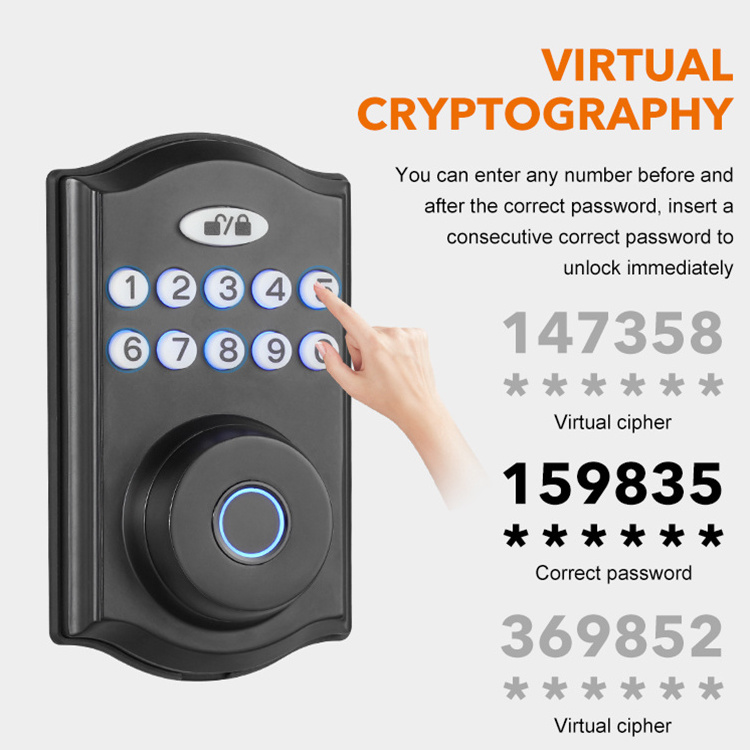 Superior Quality Smart Deadbolt Waterproof Gate Smart Rim Lock Digital Fingerprint Electric Electronic Smart Door Lock