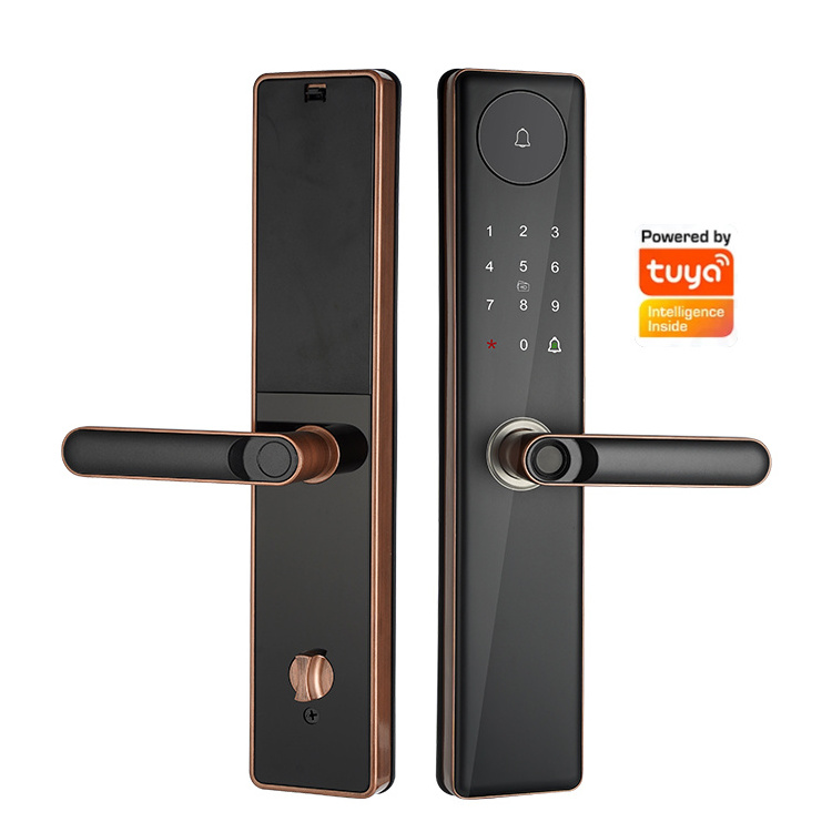 Hot Sale Tuya Smart WiFi Digital Door Lock Fingerprint Commercial Door Lock Keyless Smart Door Handle Lock