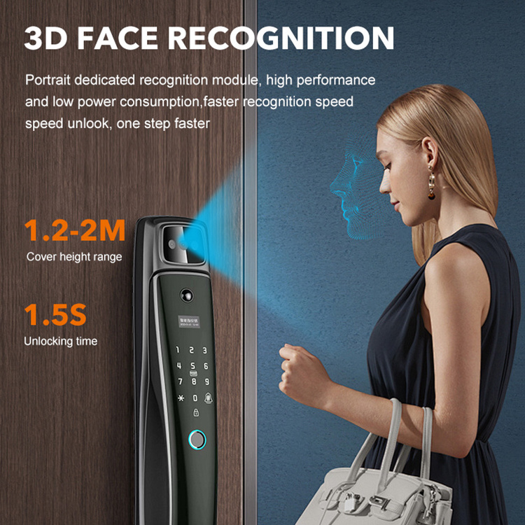 TUYA APP Digital Smart Door Lock Face Recognition Lock with Camera Electric Digital Biometric Fingerprint Door Smart Lock