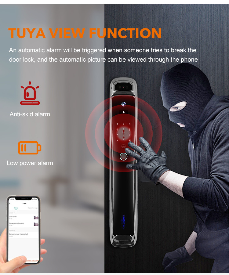 TUYA APP Digital Smart Door Lock Face Recognition Lock with Camera Electric Digital Biometric Fingerprint Door Smart Lock