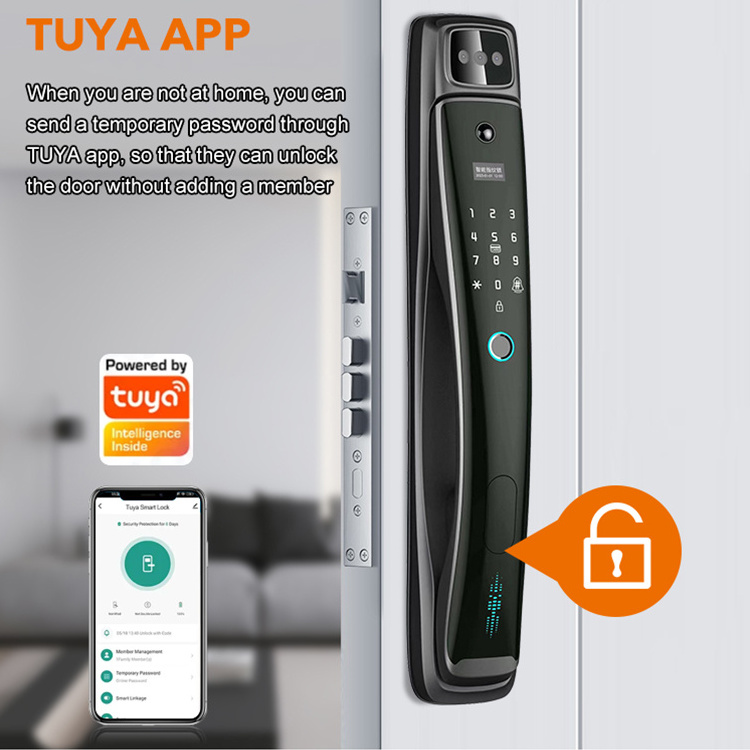 TUYA APP Digital Smart Door Lock Face Recognition Lock with Camera Electric Digital Biometric Fingerprint Door Smart Lock