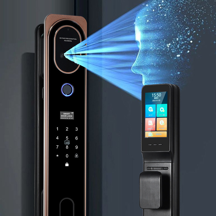 Hot Sale High Security Automatic Fingerprint Digital Safe Door Lock For Home Smart 3d Face Recognition Exterior Door Lock