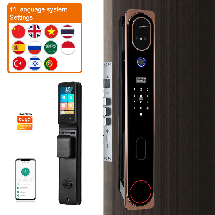 Hot Sale High Security Automatic Fingerprint Digital Safe Door Lock For Home Smart 3d Face Recognition Exterior Door Lock