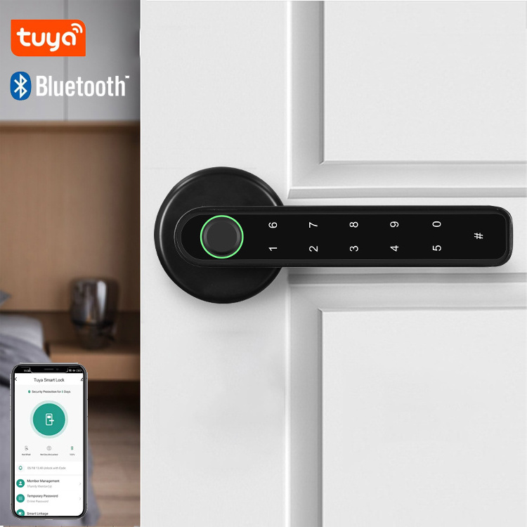 Fashionable And Simple Easy Install Fingerprint Password Digital Gate Lock Tuya App Smart Lever Door Lock