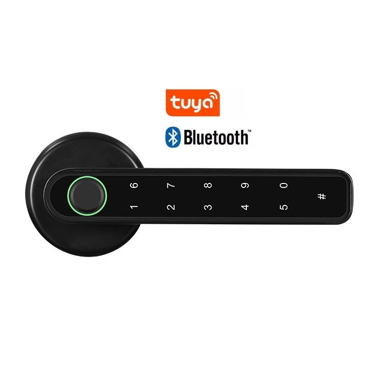 Simple Style Home Bedroom Tuya Smart Door Lock Fingerprint Bluetooth Password Keyless Automatic Smart Handle Lock