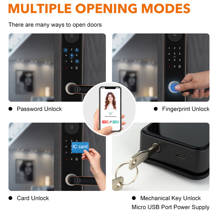 High Quality Waterproof Digital Keypad Electronic Security Door Lock Smart Card Keys Fingerprint Tuya Wifi Door Locks