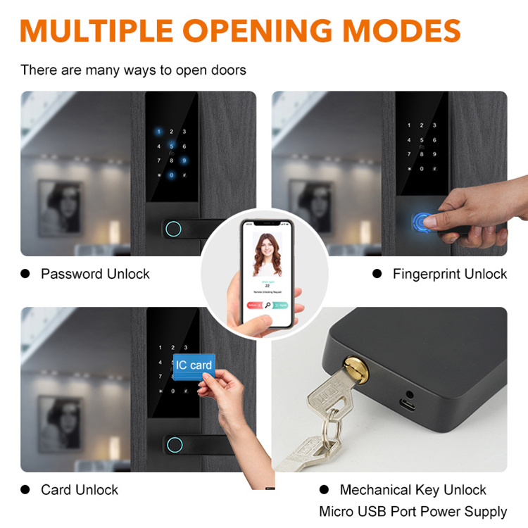 New Arrival Password Lock Key Card TTlock App Control BLE Smart Door Lock Biometric Fingerprint Digital Lock