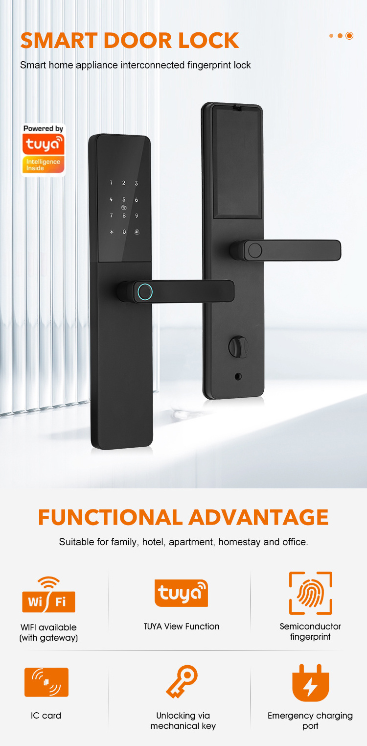 New Arrival Password Lock Key Card TTlock App Control BLE Smart Door Lock Biometric Fingerprint Digital Lock