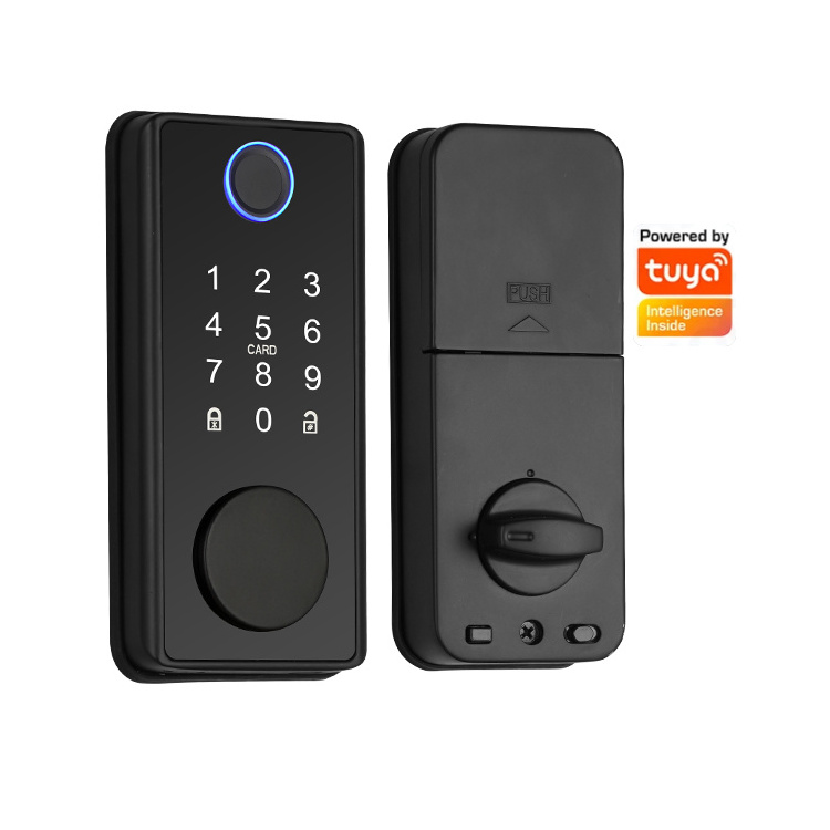 Superior Quality Matte Black Lock WIFI Fingerprint Password Unlocking Tuya Smart Deadbolt