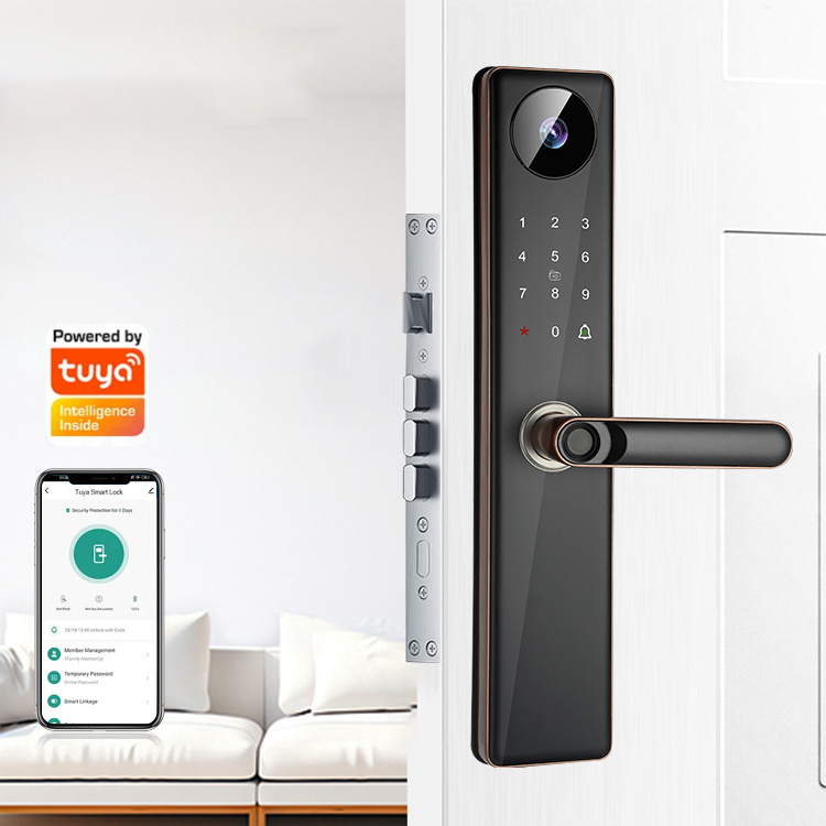 Wifi Tuya Smart Life App Video Door Bell Password Security 6068 Mortise Lock Interior Smart Door Lock with Camera