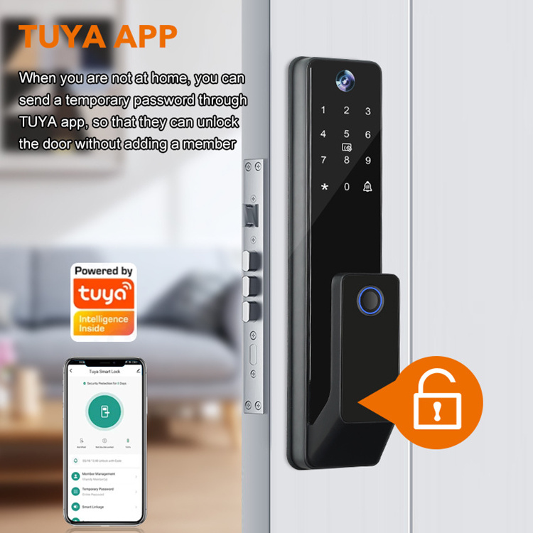 2024 Tuya Wifi Finger Recognition Digital Smart Door Lock Waterproof Imported Door Locks With Camera Digital Keyless