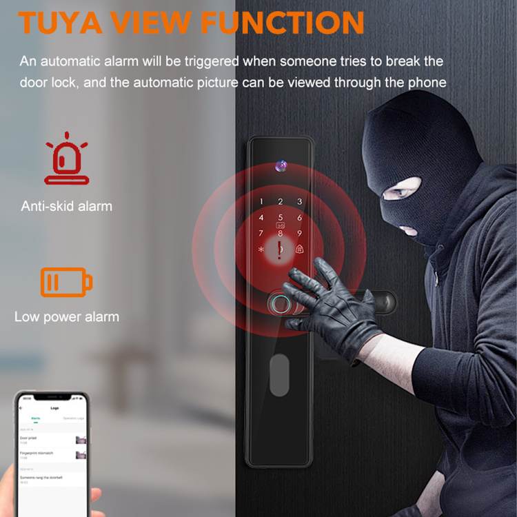 Fully Automatic Tuya Wifi Password Smart Digital Door Lock with Camera Card PIN Code Fingerprint Door Lock