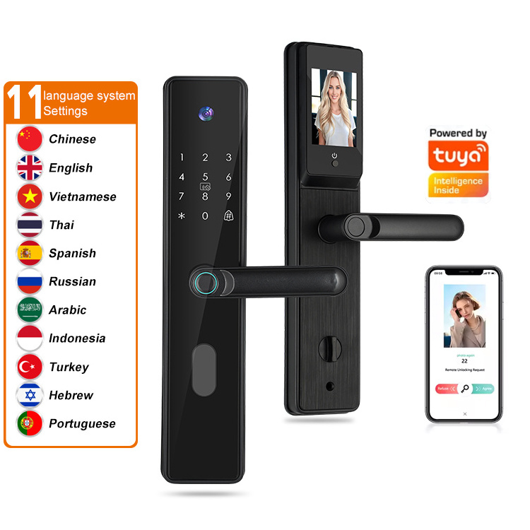 Fully Automatic Tuya Wifi Password Smart Digital Door Lock with Camera Card PIN Code Fingerprint Door Lock