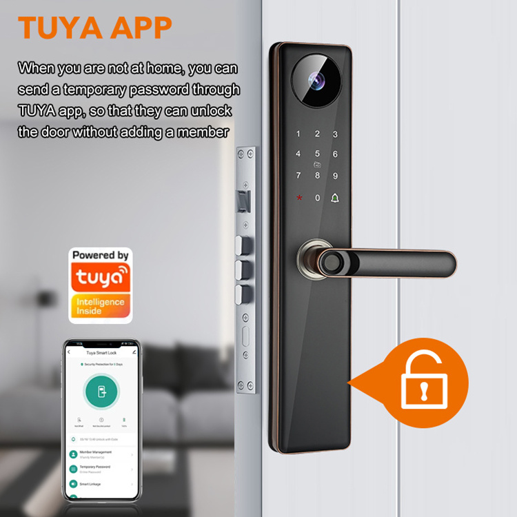 Wifi Tuya Smart Life App Video Door Bell Password Security 6068 Mortise Lock Interior Smart Door Lock with Camera