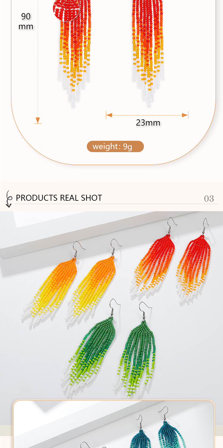 Wholesale Boho Y2K Jewelry 2023 Ladies Women Mardi Gras Handmade Unique Miyuki Long Drop Tassel Seed Bead Earrings