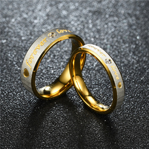 New Design Stainless Steel Bague Wedding Gold Diamond Rings Wedding Rings Couple Set