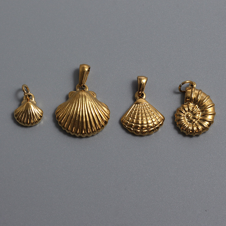 18K Gold Plated Stainless Steel Shell Conch Scallop Charms Pendants For Jewelry Making