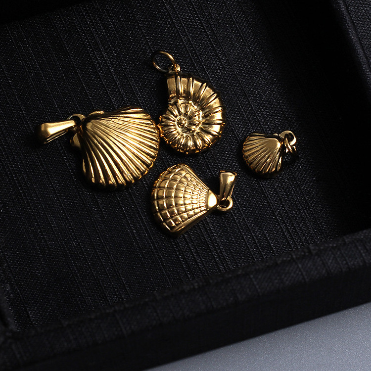 18K Gold Plated Stainless Steel Shell Conch Scallop Charms Pendants For Jewelry Making