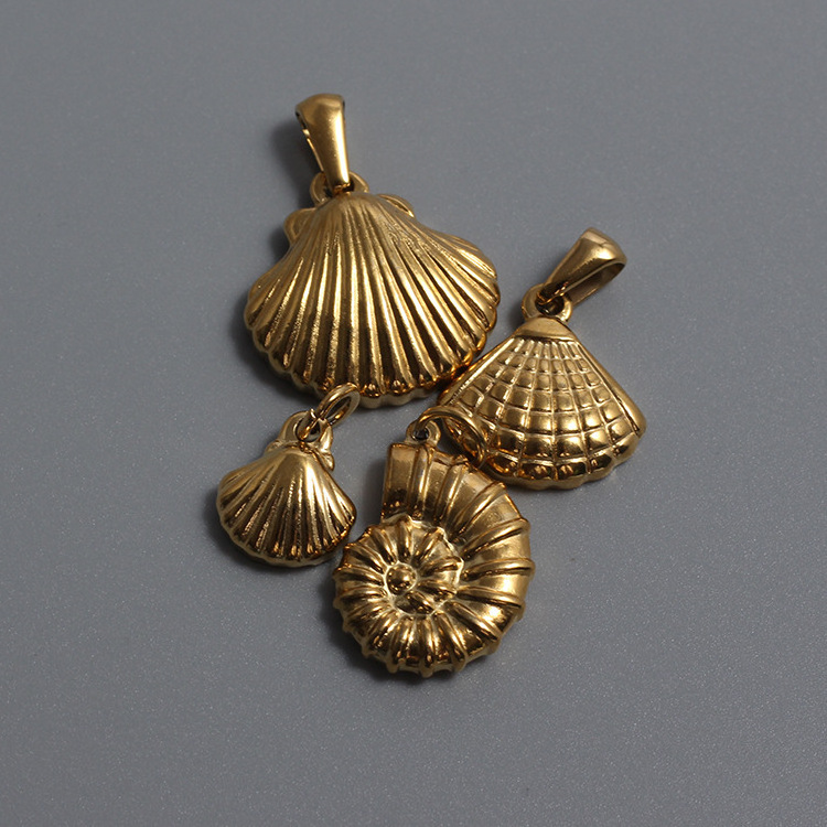 18K Gold Plated Stainless Steel Shell Conch Scallop Charms Pendants For Jewelry Making