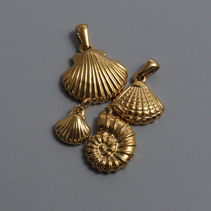 18K Gold Plated Stainless Steel Shell Conch Scallop Charms Pendants For Jewelry Making