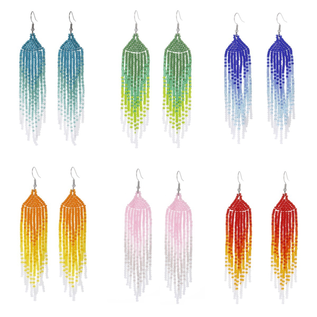 Wholesale Boho Y2K Jewelry 2023 Ladies Women Mardi Gras Handmade Unique Miyuki Long Drop Tassel Seed Bead Earrings