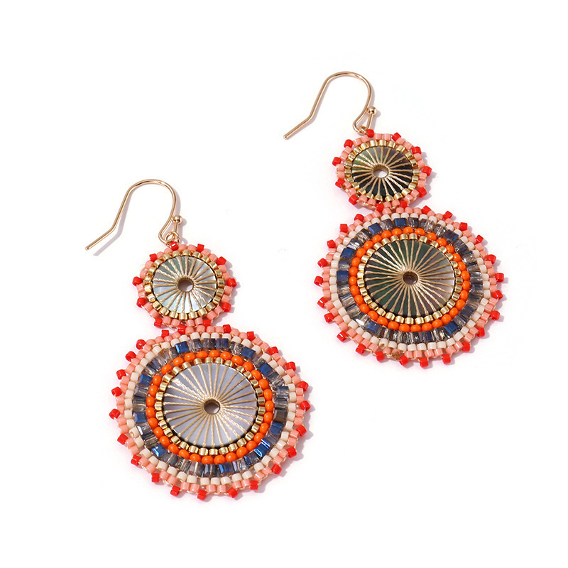 Geometric Boho Religious Natural Colorful Handmade Miyuki Seed Beads Hollow Drop Western Earrings for Women Jewelry Gift