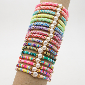 Lancui Fashion Pulseras Jewelry Bijoux Handmade Pearl Heishi Beads Polymer Clay Bead Bracelets