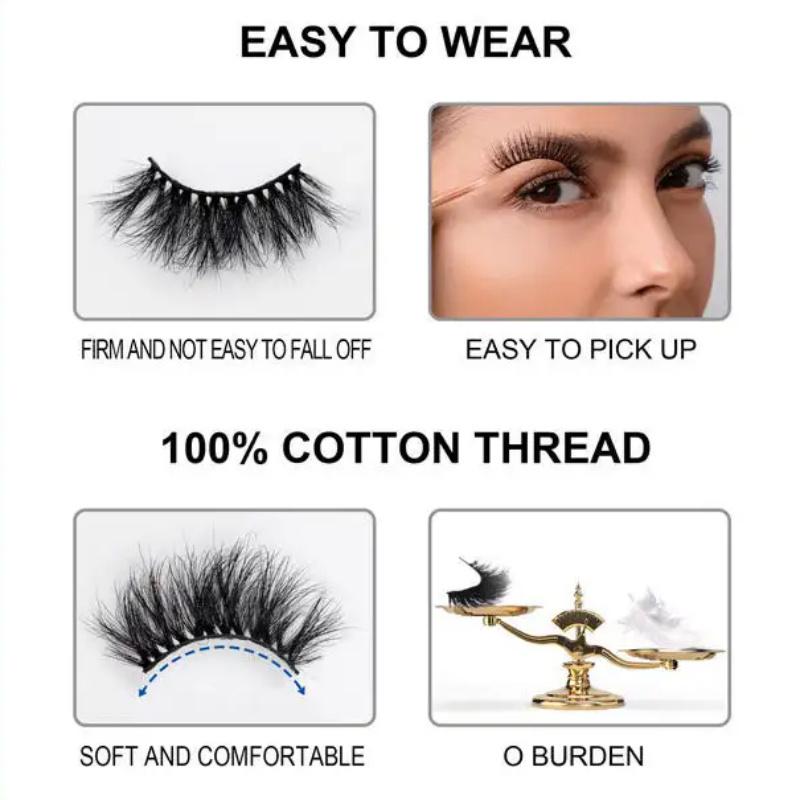 High Quality Custom 25mm Eyelash 3d Fluffy Private Label Real Russian Strip Mink Lashes Natural Wholesale