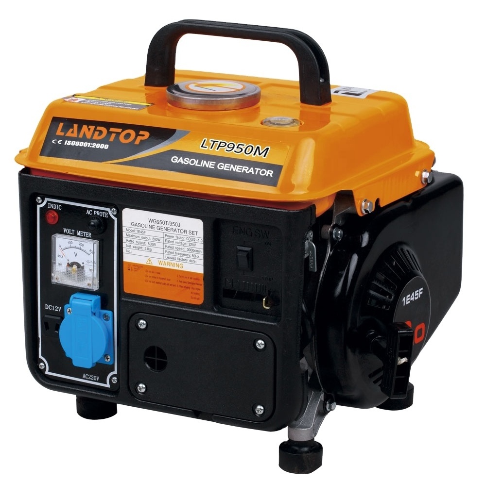 LANDTOP 650W Portable Petrol Generator 1E45F Air-cooled Electric Power Manual Starter 0.65KW Gasoline Generator