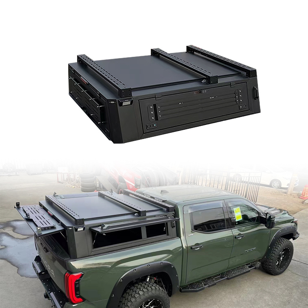 Off Road Accessories Aluminum Alloy Bed Rack System Hard Top Tundra Pick Up Truck Canopy for Toyota