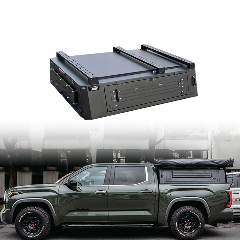 Off Road Accessories Aluminum Alloy Bed Rack System Hard Top Tundra Pick Up Truck Canopy for Toyota