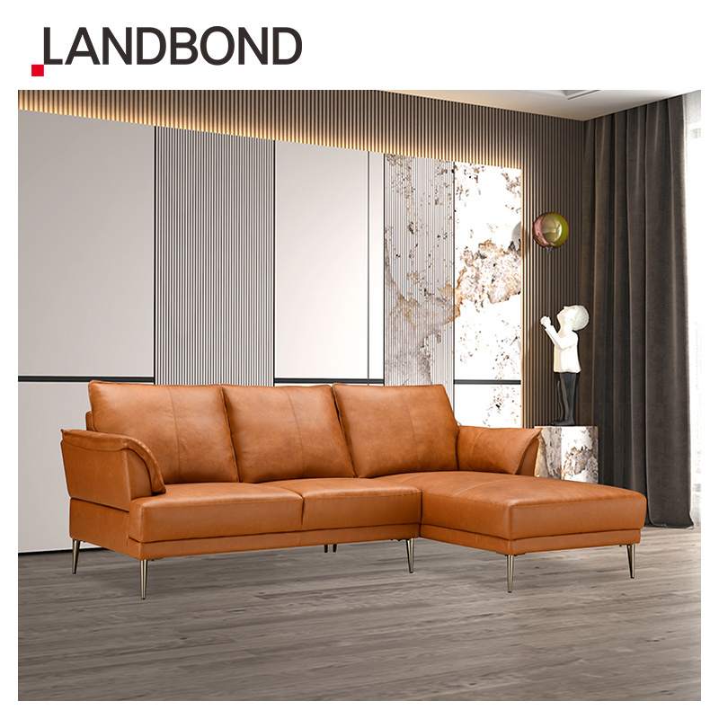 LANDBOND Italian Style Sofa Set Living Room Furniture L Shape Leather Sofa Living Room Sectional Sofa