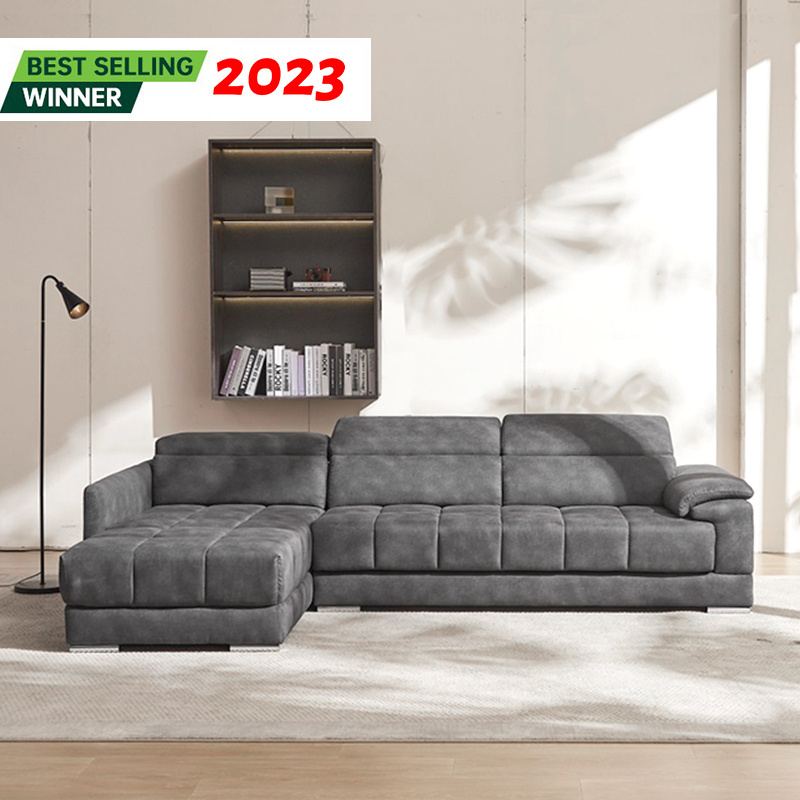 Modern home furniture living room fabric corner sofa set couch l shape fabric electric sofa bed for hotel and villa