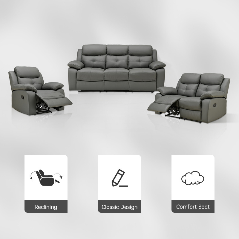 Modern Style 3 Seater Manual Recliner leather Sofa Living Room fabric Reclining Theater Classic arab Sofa Sets Furniture