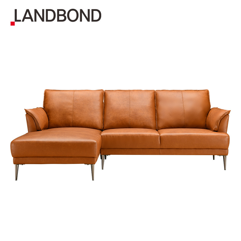 LANDBOND Wholesale Light Luxury Genuine Leather Sofa Set Home Leather Modern Simple Sofa Living Room Sofa Set Furniture