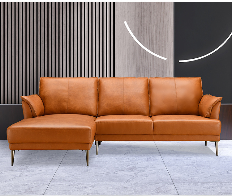 LANDBOND Wholesale Light Luxury Genuine Leather Sofa Set Home Leather Modern Simple Sofa Living Room Sofa Set Furniture