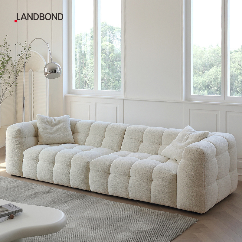 Comfortable Living Room Leisure Sofas With Soft Wide Curves Arab Couch New Model Furniture Set White Boucle curved Sofa