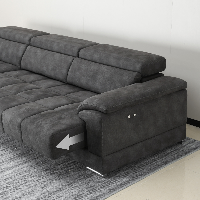 Modern home furniture living room fabric corner sofa set couch l shape fabric electric sofa bed for hotel and villa